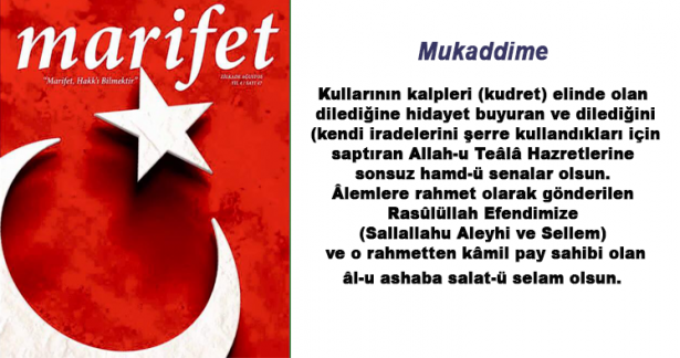MUHAMMED KESKİN HOCAEFENDİNİN MARİFET DERGİSİNDE BU AYKİ MAKALESİ